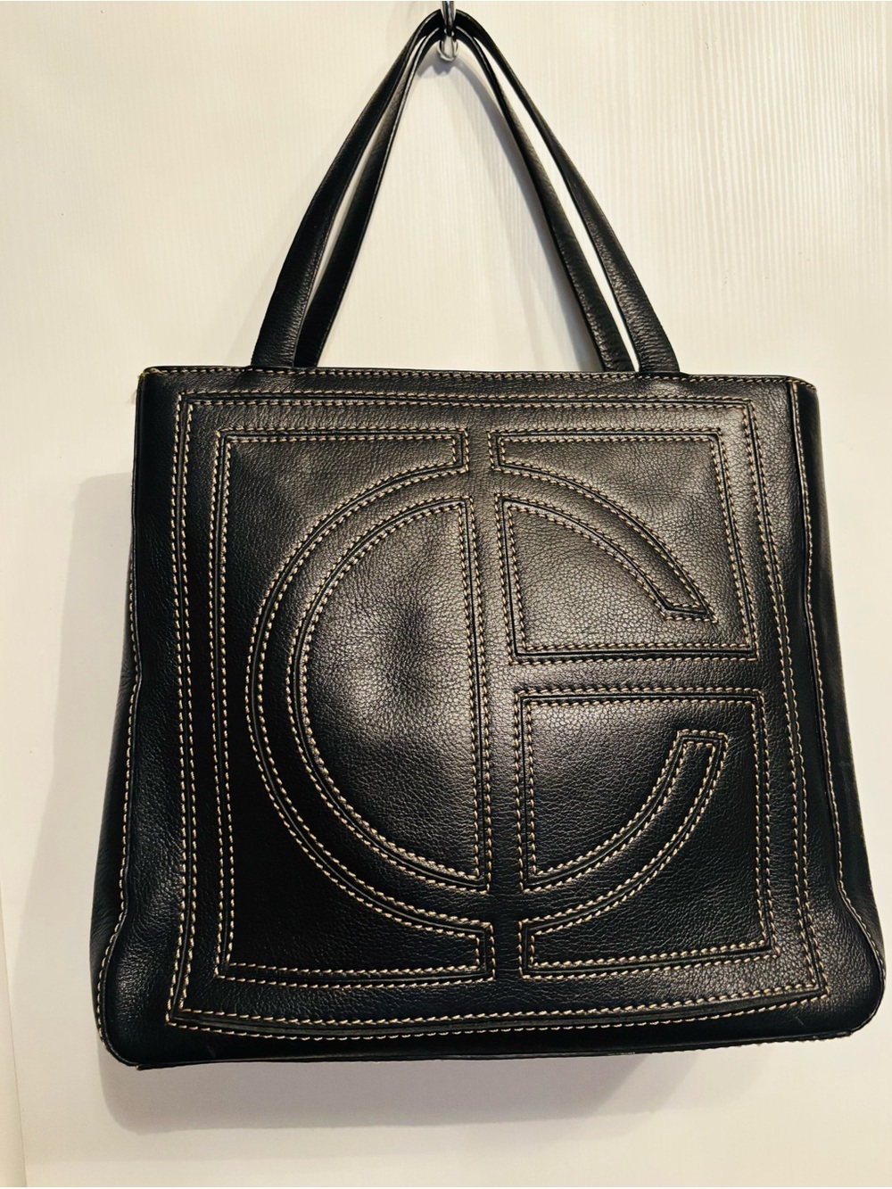 Cole Haan Black Leather handbag with Contrast Stitching